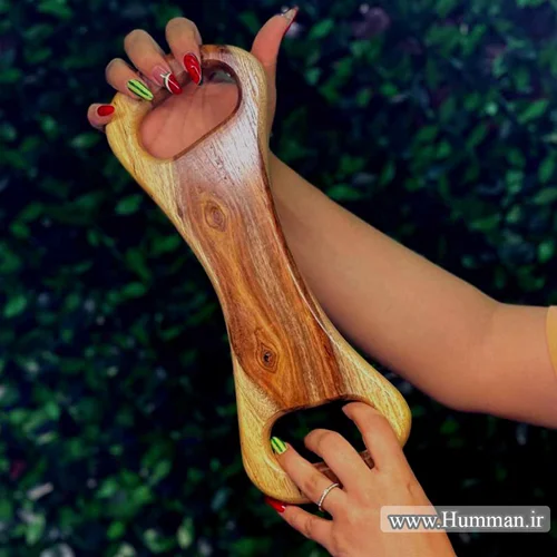 وردنه چوبی منحنی ماساژ کد V14 | ابزار ماساژ منحنی چوبی دو دسته کد V14
